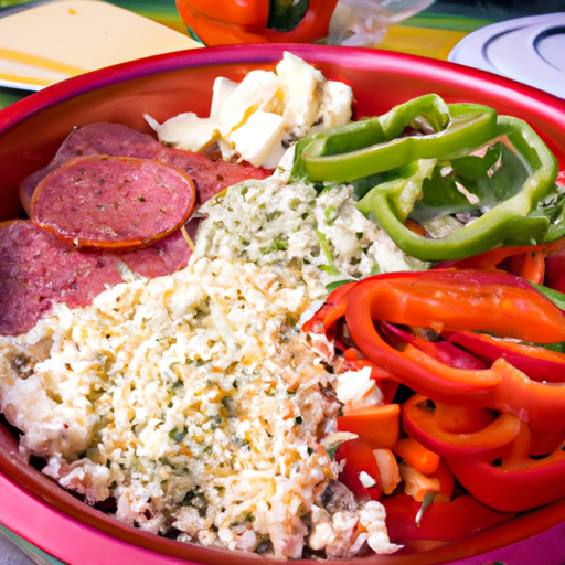 A variety of colorful and flavorful toppings for Dutch oven pizza, including fresh vegetables, meats, and cheeses.